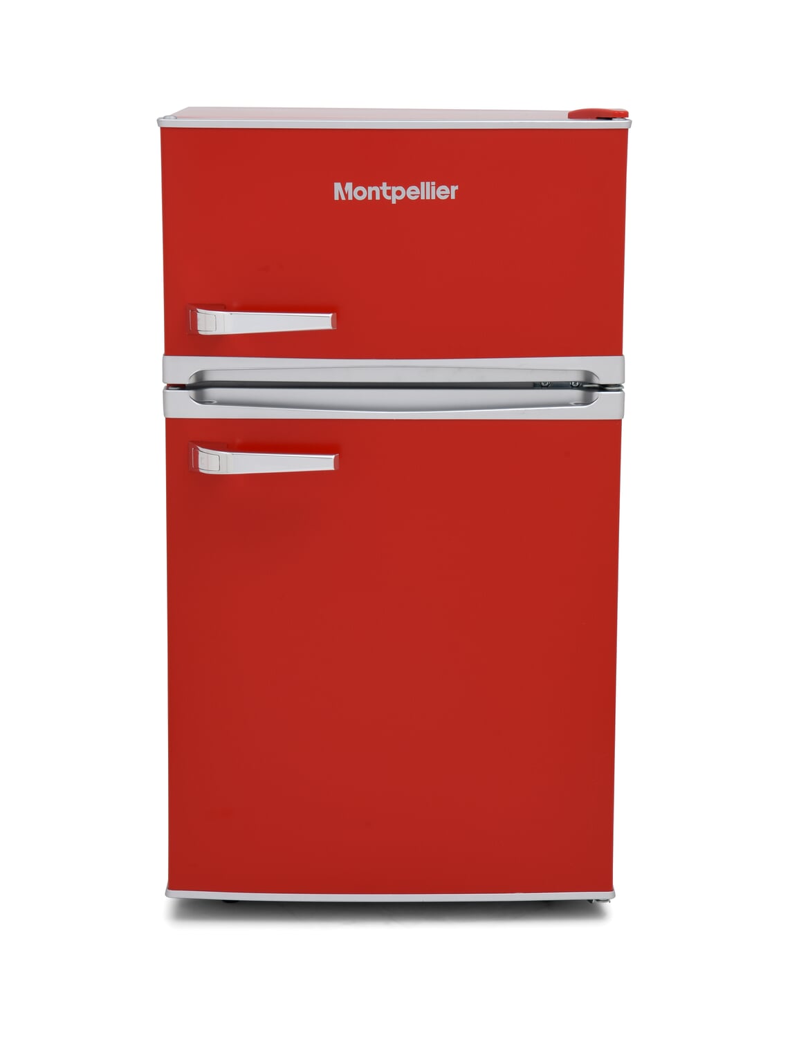 Montpellier MAB2035R Undercounter Retro Fridge Freezer in Red - Montpellier  Domestic Appliances Ltd